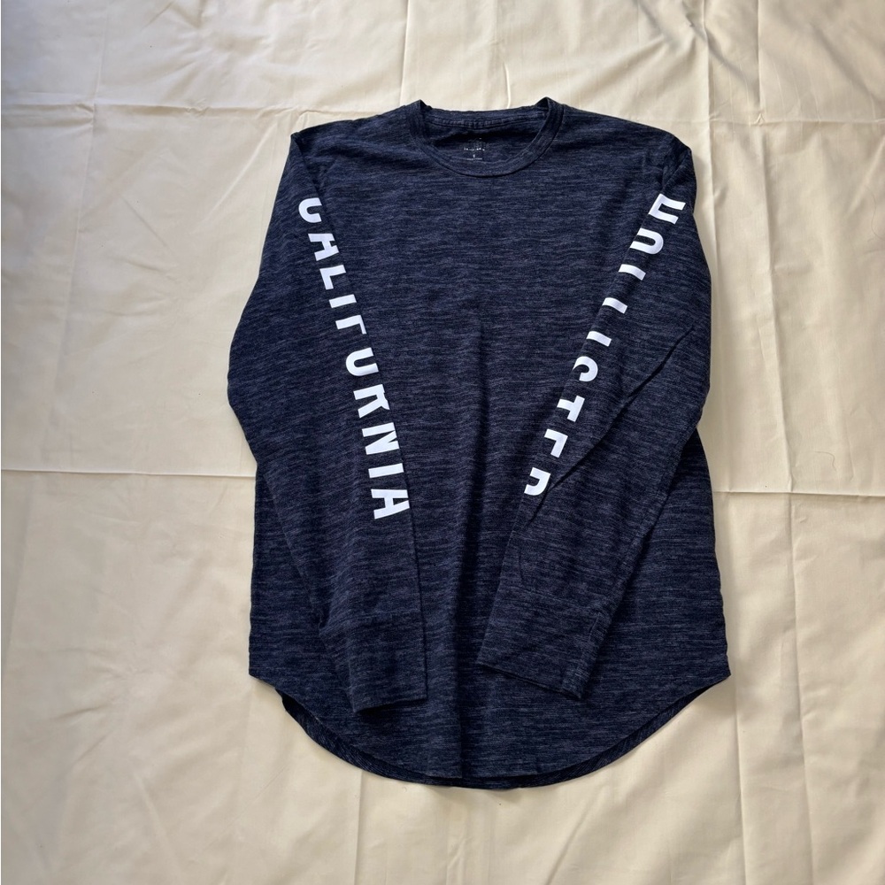 Hollister Navy Black and Gray Men's Full Sleeve T-shirt